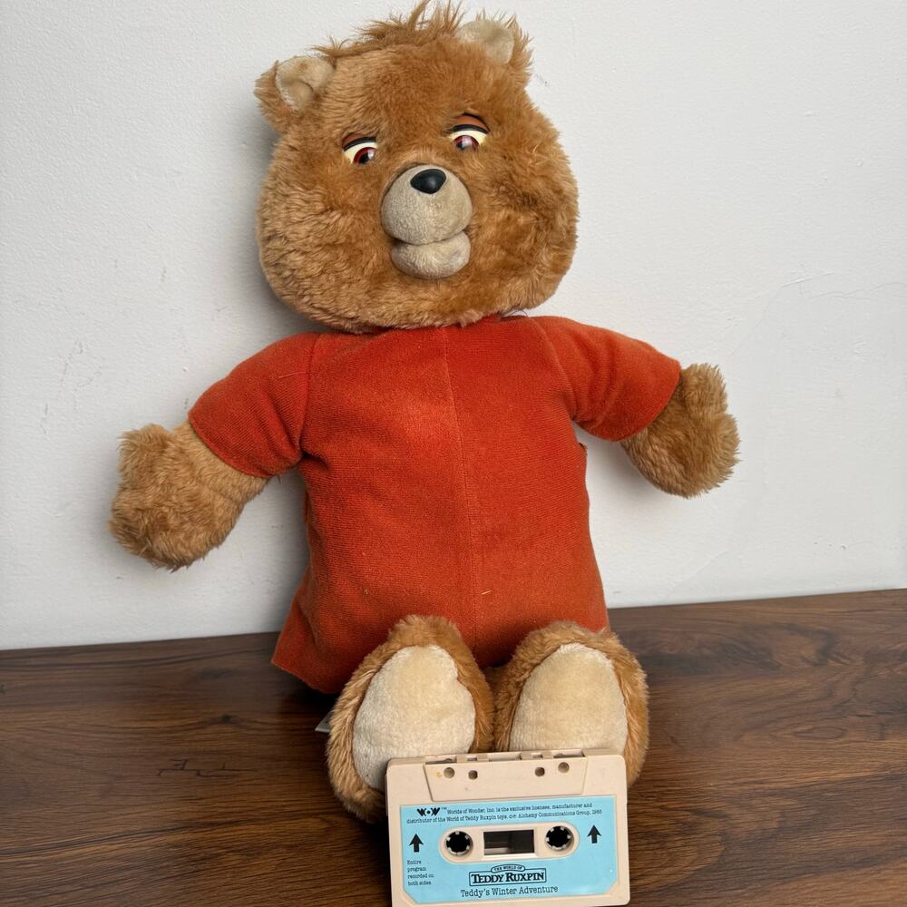 Vintage 1985 Teddy Ruxpin Bear Works No Battery Cover Tape Included Tested